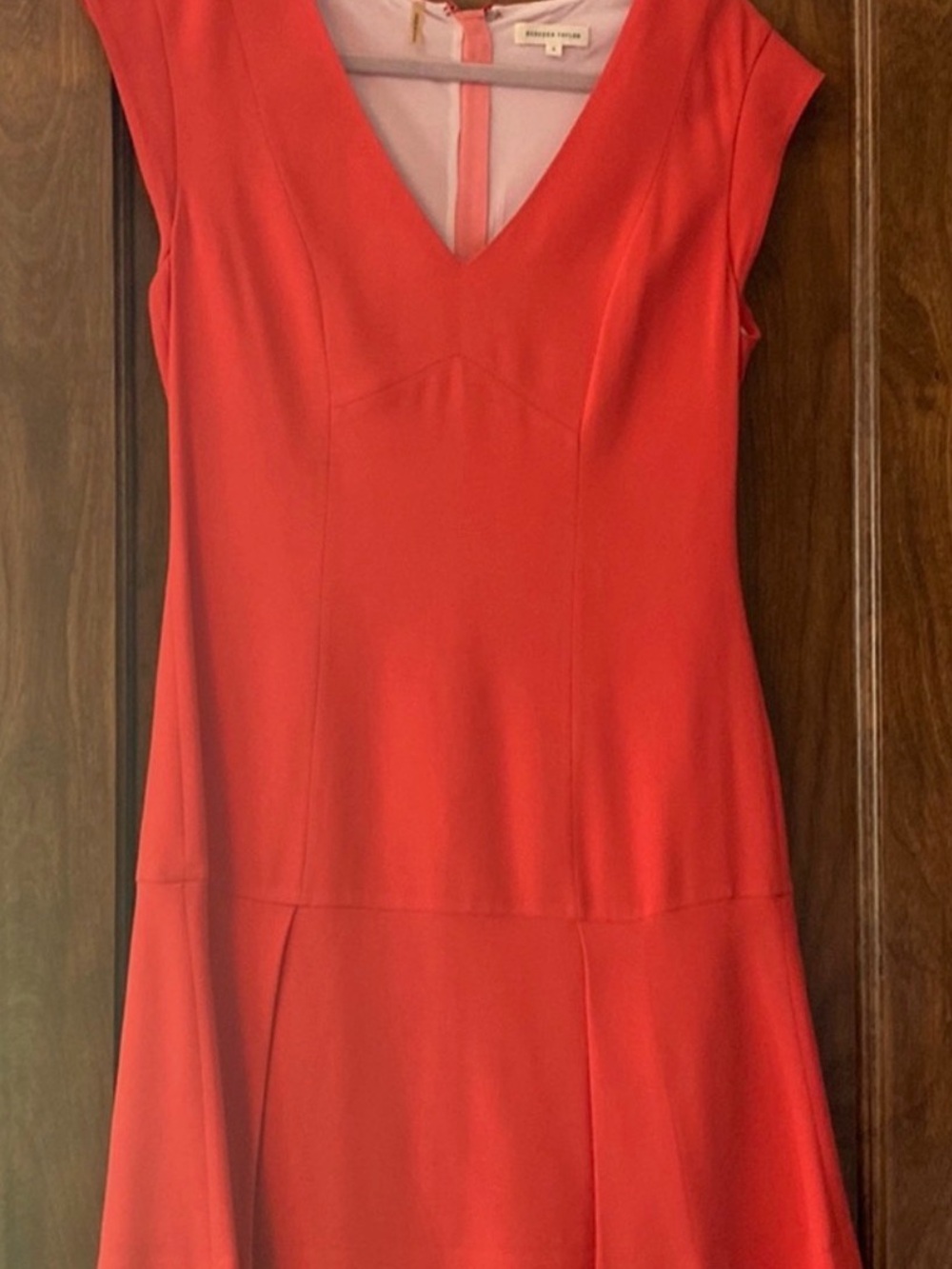 Stunning Red/Orange Rebecca Taylor Tigerlilly refined V-Neck Cap-Sleeve Dress